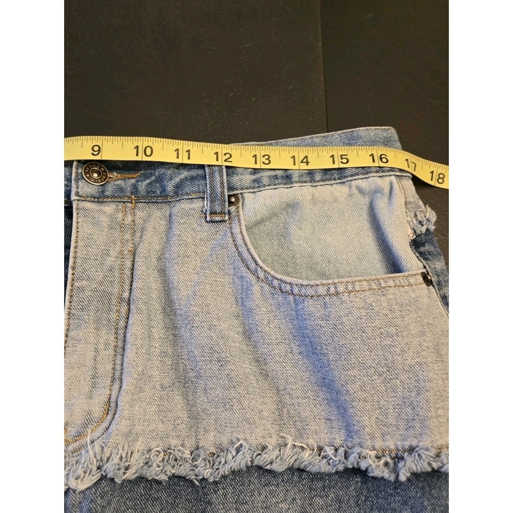 Zana Di Women's Wide-Leg Colorblock Fringe Blue Denim Jeans Size 13 Hippy Boho - Picture 4 of 8